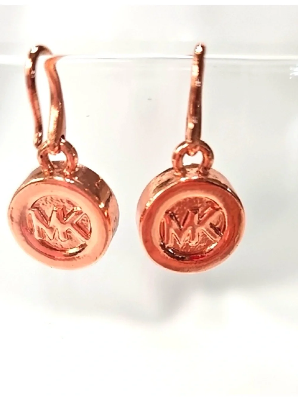 Michael Kors Brilliance Rose Gold Crystal Drop Earrings NWT w/MK Velvet Dust Bag